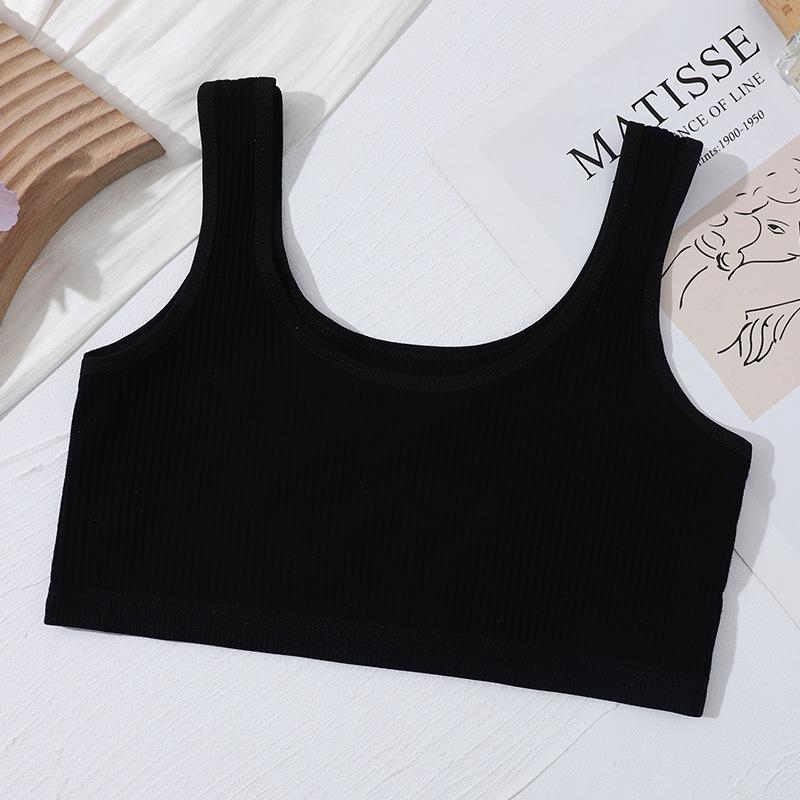 

Подростковый хлопковый бралетт-топ без рукавов однотонного цвета - Тренировочный бюстгальтер для периода полового созревания L (suggested 75-105 jin)