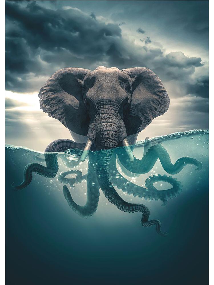 Fantasy Animals Lion Wolf Eagle Bear Tiger Urban Jungle Poster Canvas Painting Vintage Nordic Wall Art Living Room Home Decor