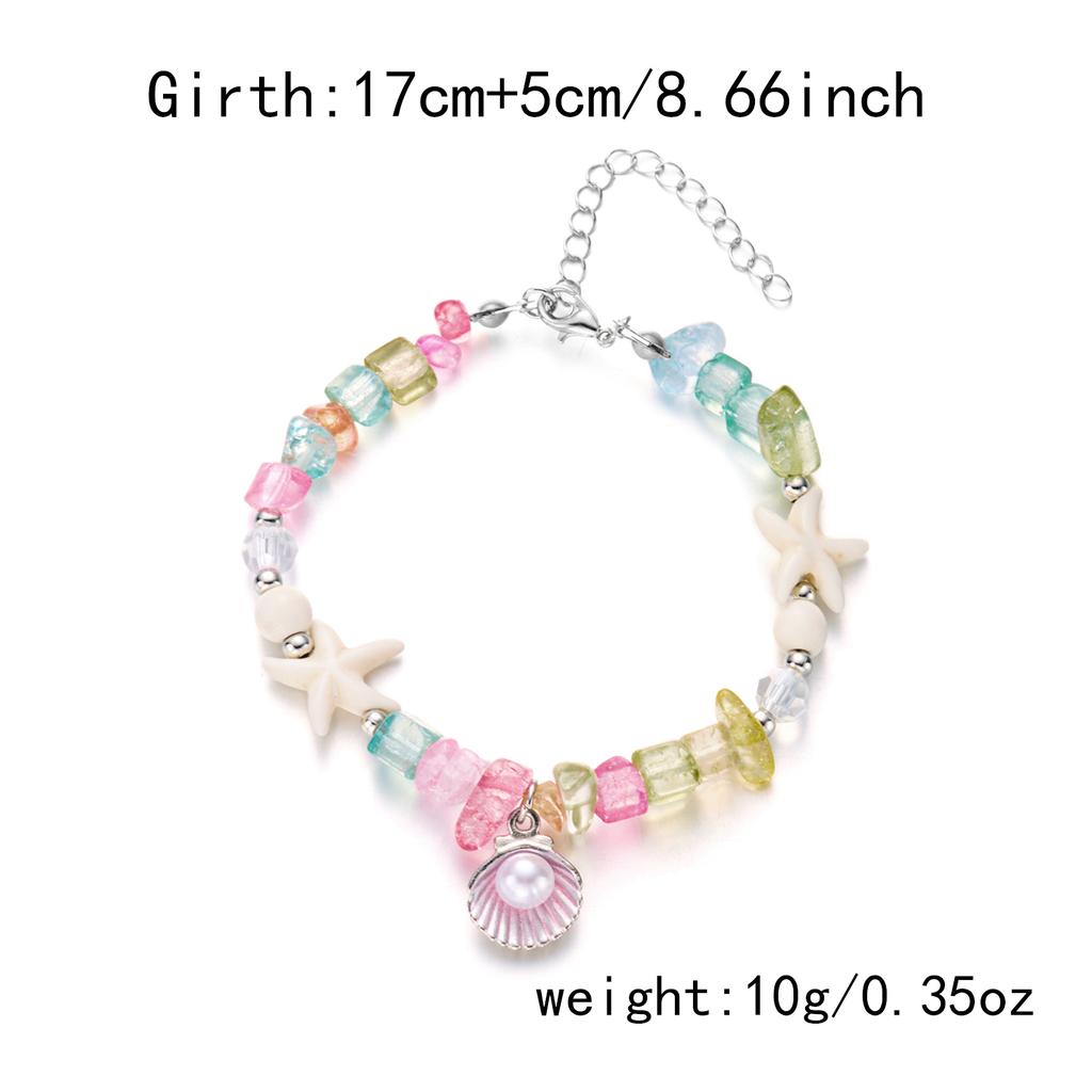 Bohemian Imitation Shell Gravel Beads Bracelet for Women Handmade Irregular Crush Stone Starfish Bracelet Summer Beach Jewelry