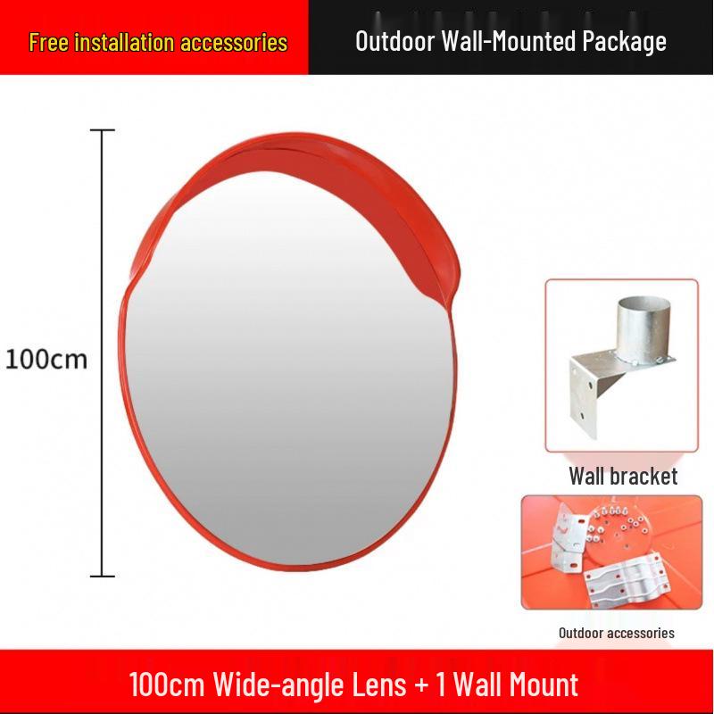Reflective Convex-Concave Safety Mirror for Indoor/Outdoor Traffic and Garage Corners