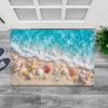 Ocean Waves Beach Shells Floor Mat Flannel Door Mat Non-Slip Washable Foam Entryway Rug for Bathroom Bedroom Entryway
