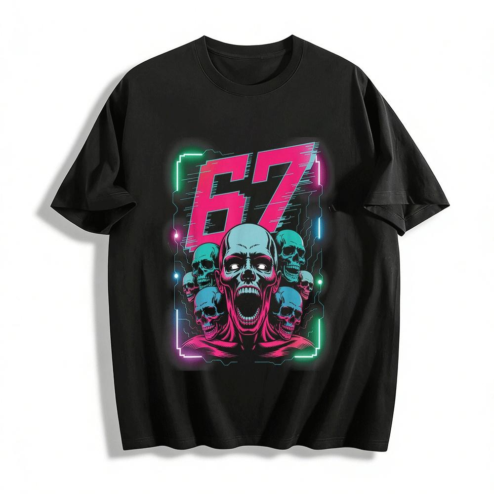 Cyberpunk Style No.67 Thriller Skull Print Cool Trendy T-Shirt Pure cotton T-shirt XXS
