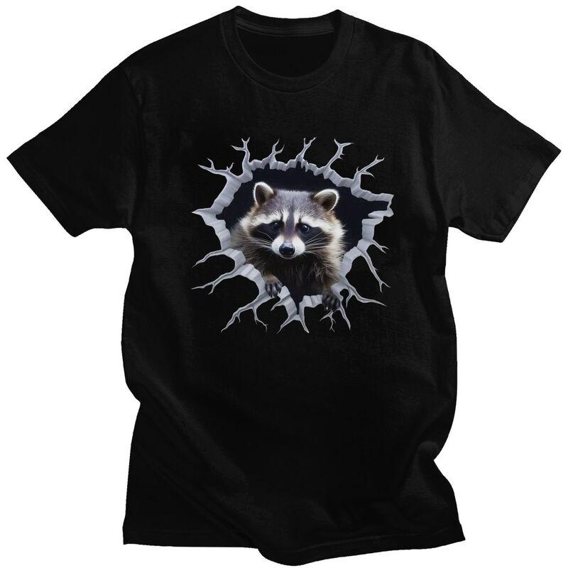 Custom Funny Raccoon T Shirts Men 100 Cotton Tee Tops Tshirts Casual Tshirt Clothing