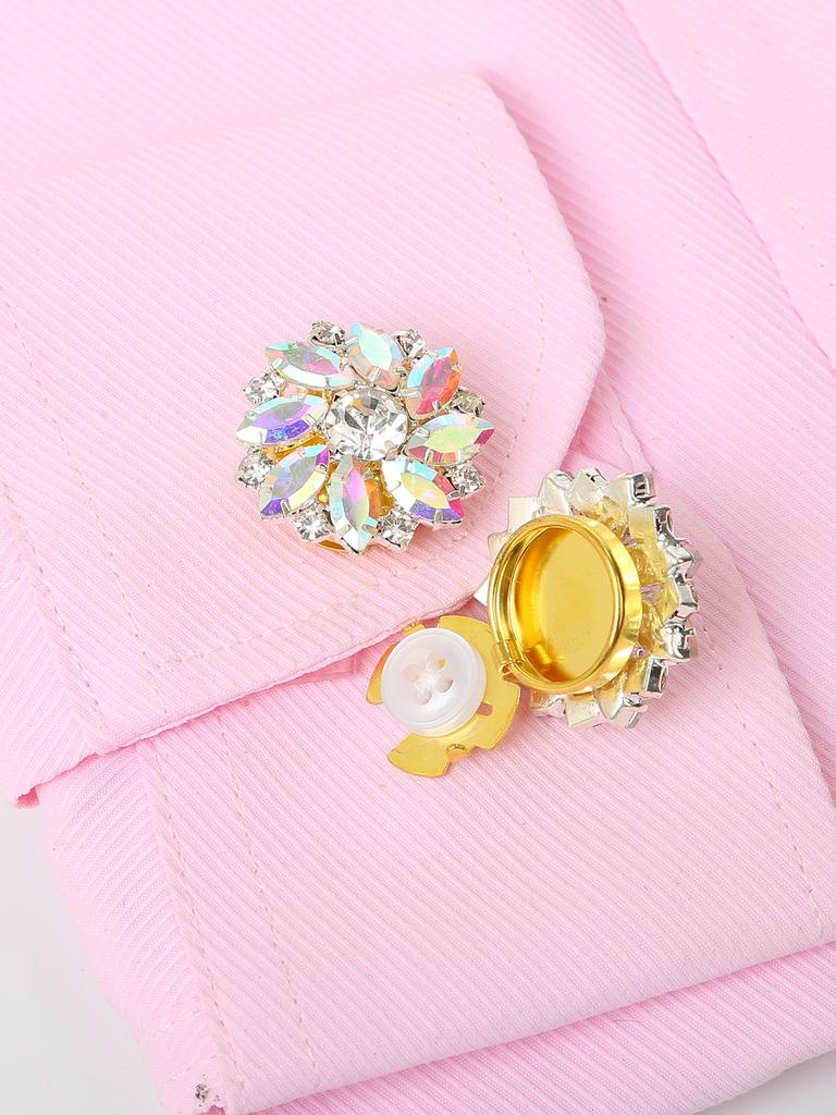 2Pcs Rhinestone Cufflinks Shirt Sleeve Button Covers Bling Crystal Button Clips For Dresses And Shirts Button Decoration Buttons