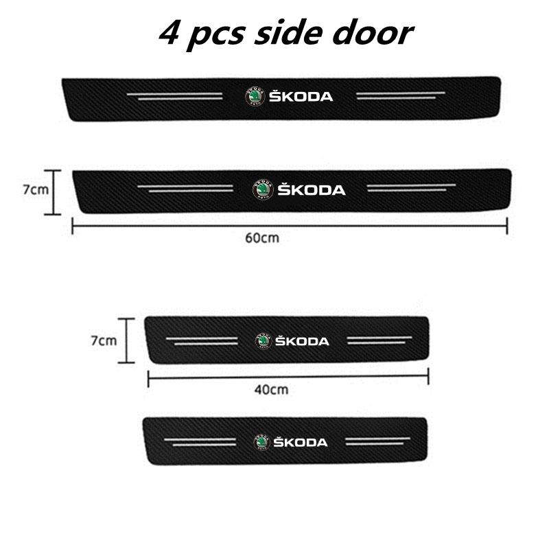 WMZW4 Carbon Fibre Car Door Sill Threshold Bumper Protector Sticker For Skoda Octavia 2 A7 A5 Rapid Fabia Yeti Superb SCALA Accessorie