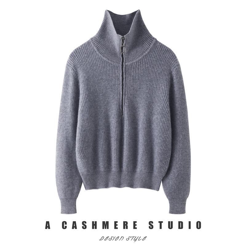 

Уютный женский кашемировый свитер с отложным воротником - корейский стиль, свободный крой для повседневного осенне-зимнего комфорта One Size