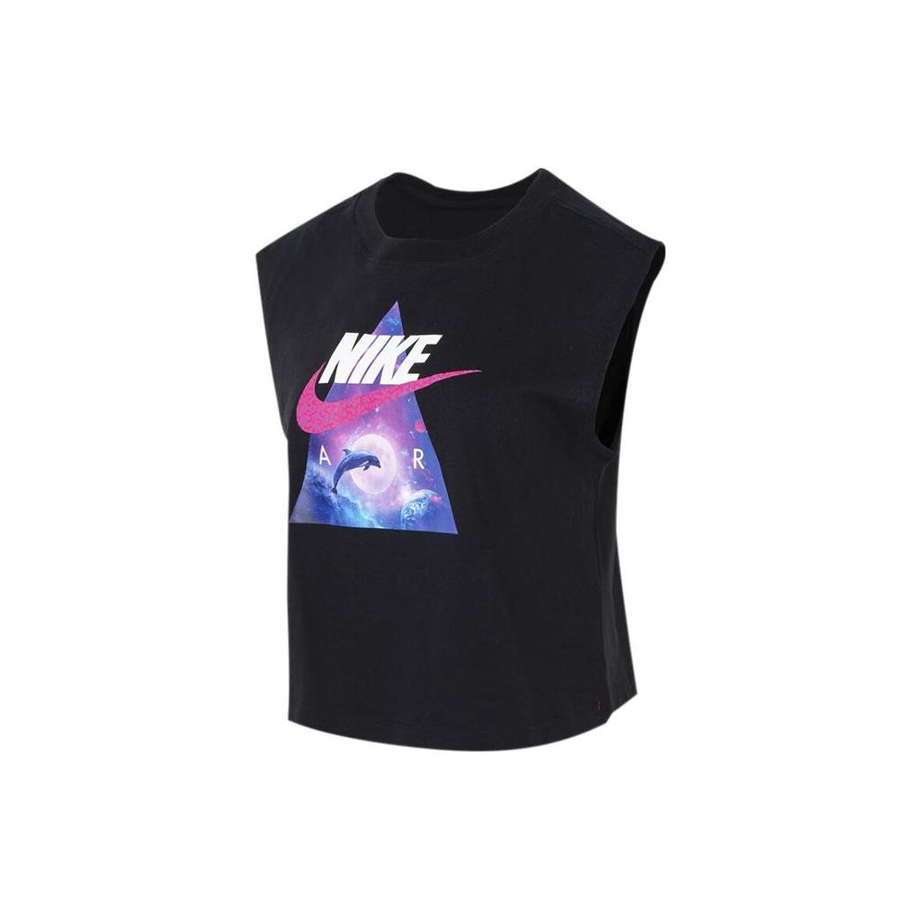 Nike Alphabet Print Breathable Sleeveless Tank Top Women Tops Black FD1215-010