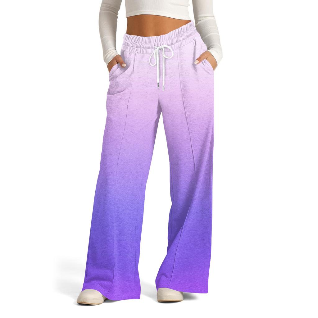 Women's Wide-leg Casual Pants High Waist Gradient Sports Pants