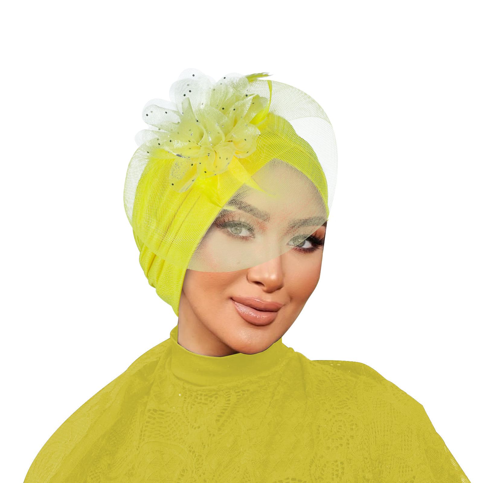 

Жіночий фесінатор Сітчаста вуаль Квітка Перо Перлина Біні