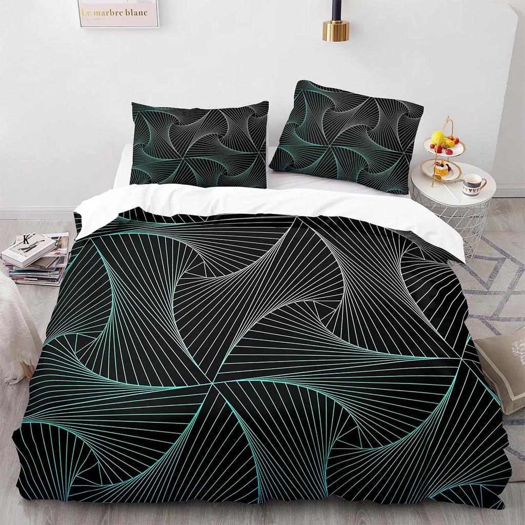 Geometry King Queen Duvet Cover Colorful Pattern Bedding Set For Kids Teens Boys Adult Abstract Art 2/3Pcs Polyester Quilt Cover