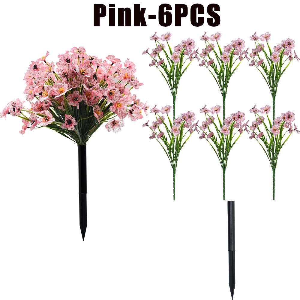 Artificial Violet Flowers Fake Spring Grass Faux Plants for Wedding Garden Decor Outdoor Artificial Floral Home Decoration