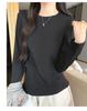 K2718 Women S Loose Fit Round Neck Long Sleeve Cotton T Shirt Basic Top