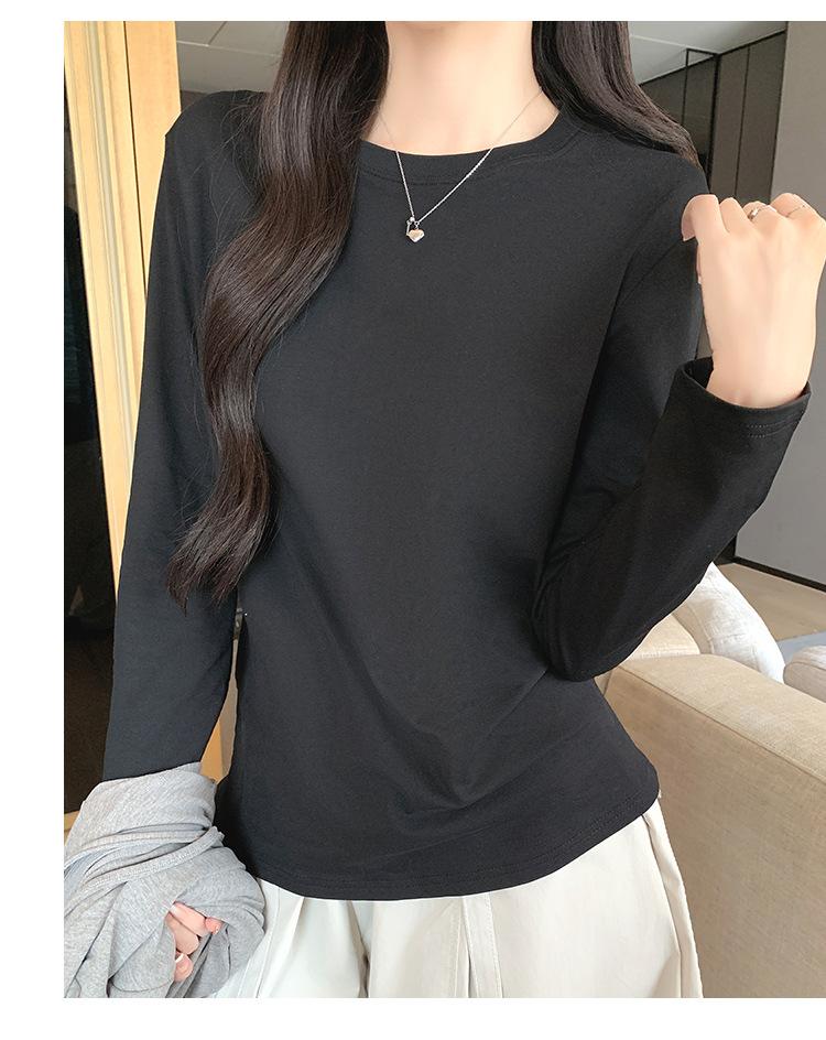 K2718 Women S Loose Fit Round Neck Long Sleeve Cotton T Shirt Basic Top