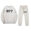 Three-dimensional flocking 1977 men's and women's American high street hoodie sweater trousers casual suit