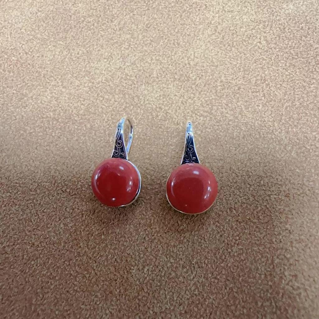 Boucles d'oreilles pour femmes Motif creusé rétro mat en imitation Nan Hong