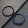 2 PCS Sleek Minimalist Black Beaded Bracelet Rope Bracelet Mixed Stackable Bracelets Men's Casual Jewelry