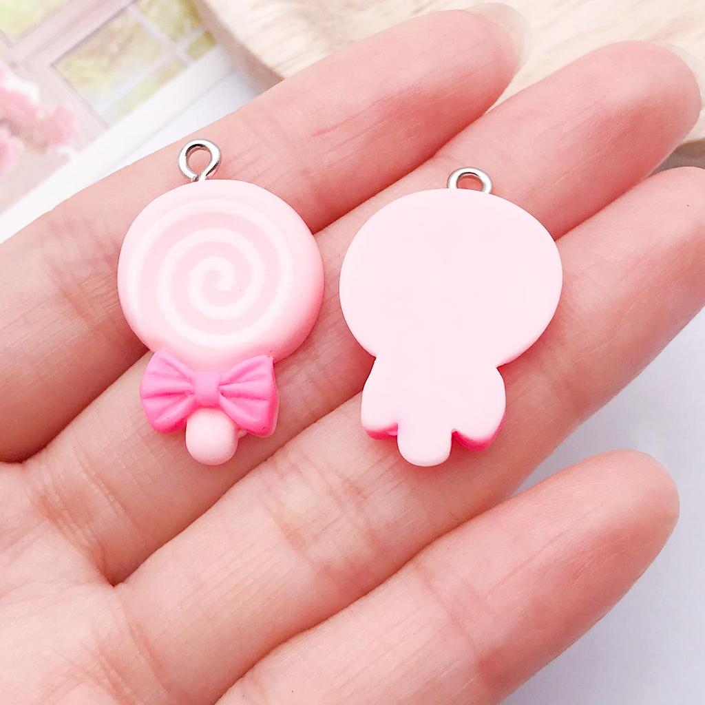 DIY Resin Pink Bear Lollipop Ornaments: Necklace, Earrings, Key Pendant Accessories