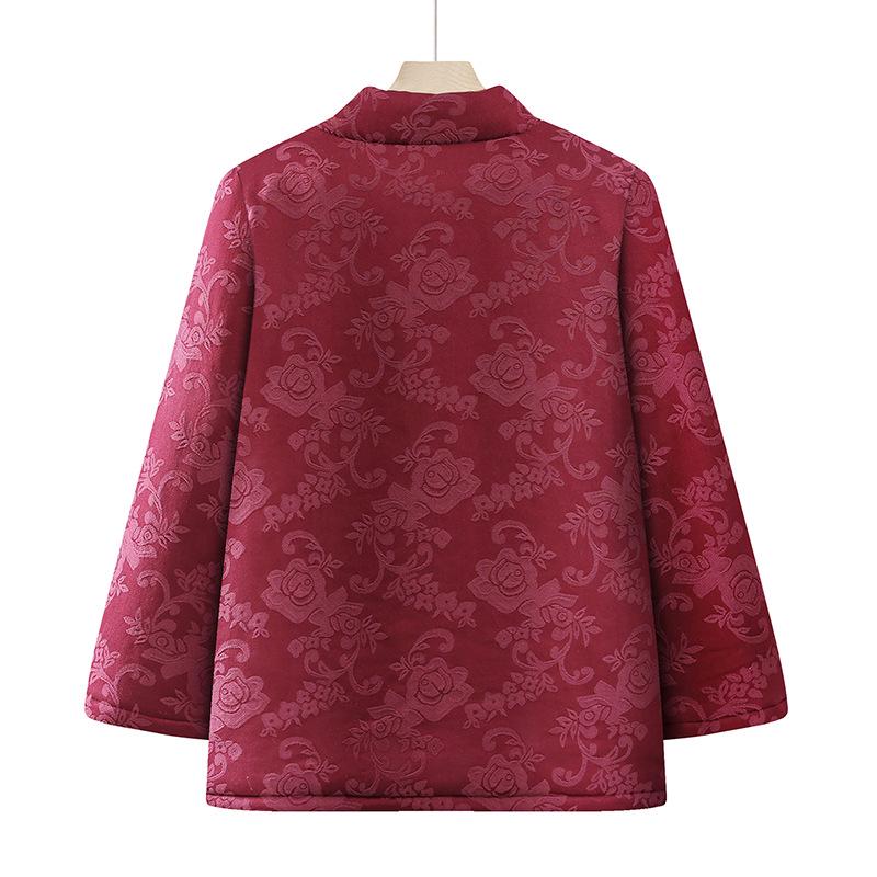 Grandma's Retro Embroidered Cotton Tang Suit Jacket for Elderly Women with Velvet Lining and Frog Buttons