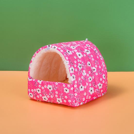 Pet Nest Semi-closed Cold Protection Big Space Printing Thickened Keep Warm Cloth Flower Print