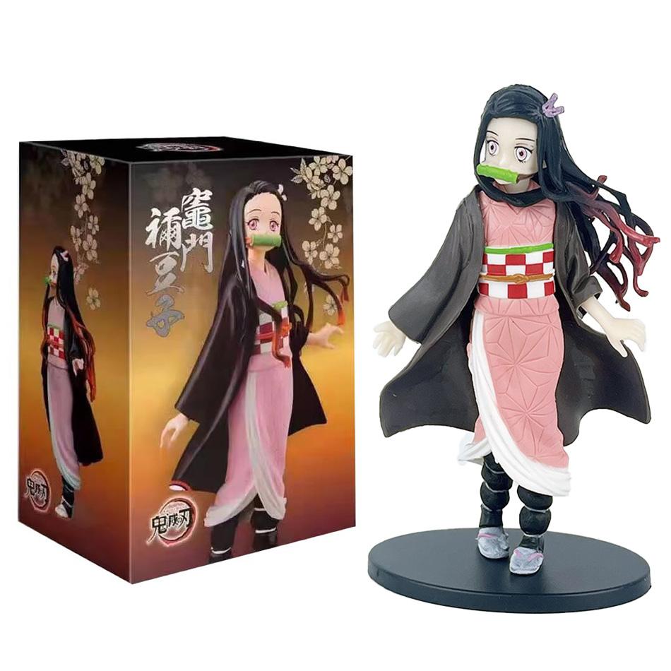 Demon Slayer Kimetsu No Yaiba Action Figure Set - Kamado Tanjirou with Sword Agatsuma Zenitsu And Nezuko as Warrior PVC Model To