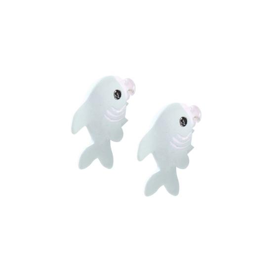 1 Pair Cartoon Animal Bite Earrings Multi Shapes Shark Hippo Dinosaur Whale Resin 3D Biting Ears Stud Earrings Christmas Jewelry Gifts