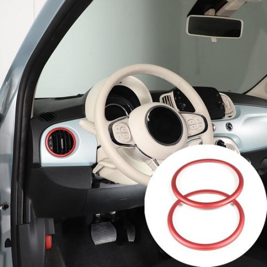 Red Alloy Side Air Vent Outlet Ring Trim for Fiat 500 2016-24