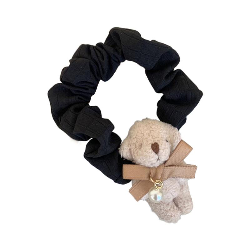 

Cute Bowknot Bear Plush Hair Scrunchies Elastic Hair Rope Ponytail Holder Festival Woman Hair Supplies 1