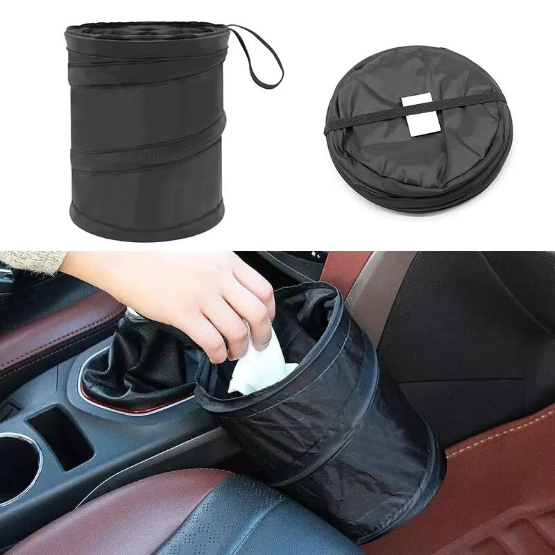 Car Trash Can Portable Durable Foldable Hanging Car Storage Bucket Chair Back Oxford Cloth Storage Bag Trash Can 1pc