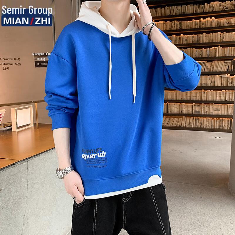 

Мужская толстовка с капюшоном с длинным рукавом, имитация двух вещей 4XL