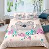 Cartoon Koala Kids Bedspread Cover, Lovely Koala Comforter Cover For Children Toddler Nursery Charming Bear Quilt Cover With Pillowcase
