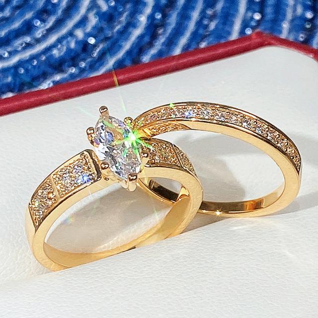 

Модные 2 шт./комплект обручальных колец для женщин, современные стильные аксессуары для пальцев с ослепительным хрустальным эстетическим подарком на годовщину 8