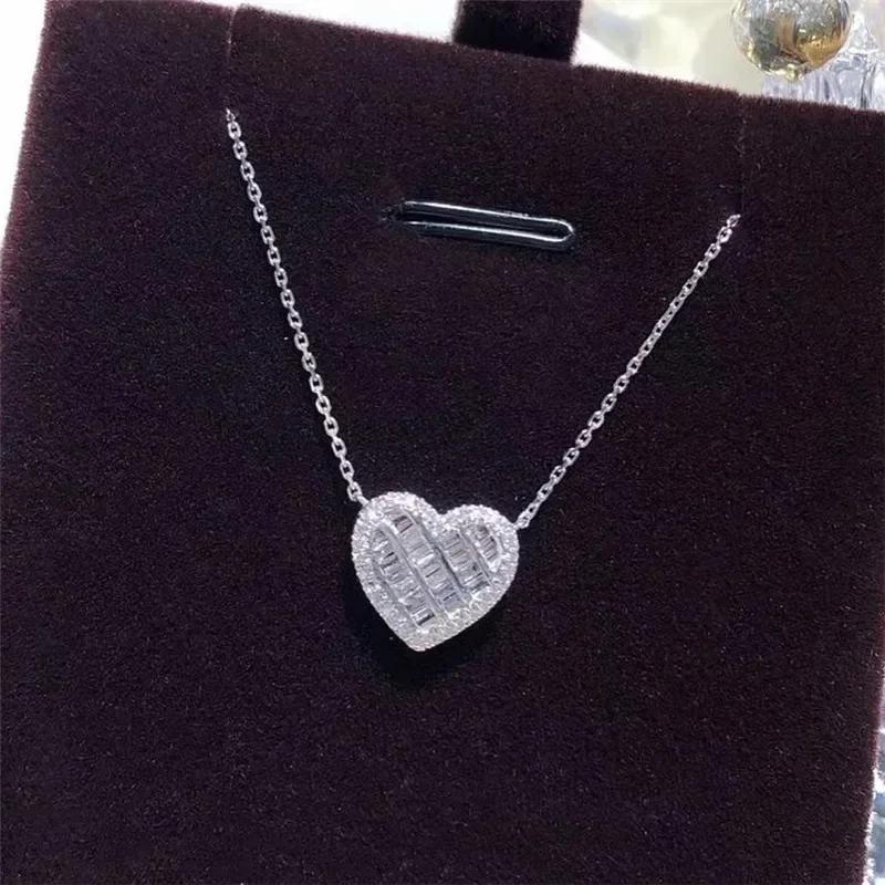 Trendy Heart Pendant Necklace For Women Dazzling Cubic Zirconia  Chain Versatile Fashion Jewelry Accessory