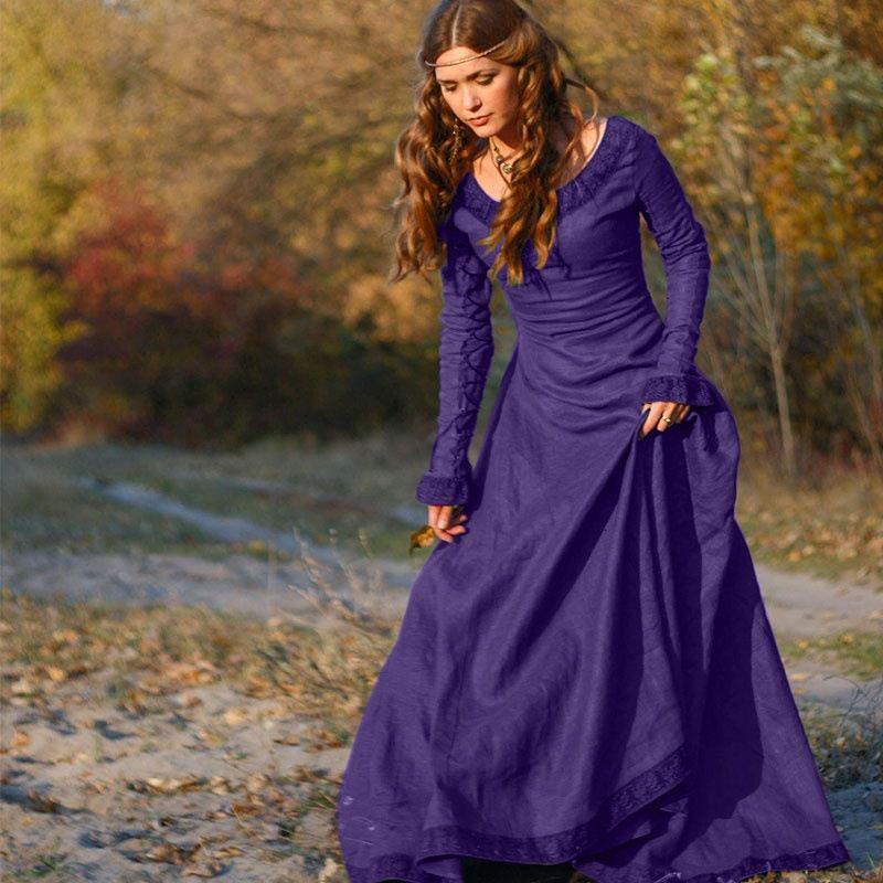 Dress Womens Medieval Long Sleeve Gothic Dresses Halloween Costume Cosplay