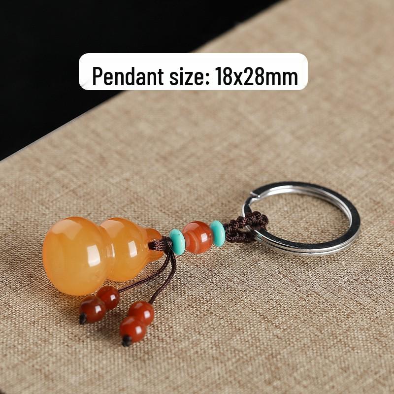 Chalcedony Pixiu Wealth Keychain & Agate Peace Buckle Pendant