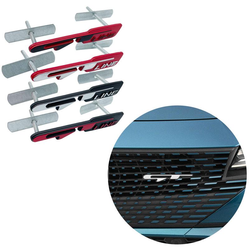 3D Metal Logo GT GT Line Emblem Car Front Grill Badge Rear Trunk Sticker For Kia K3 K5 KX5 Sportage Rio For Peugeot GT RCZ 508
