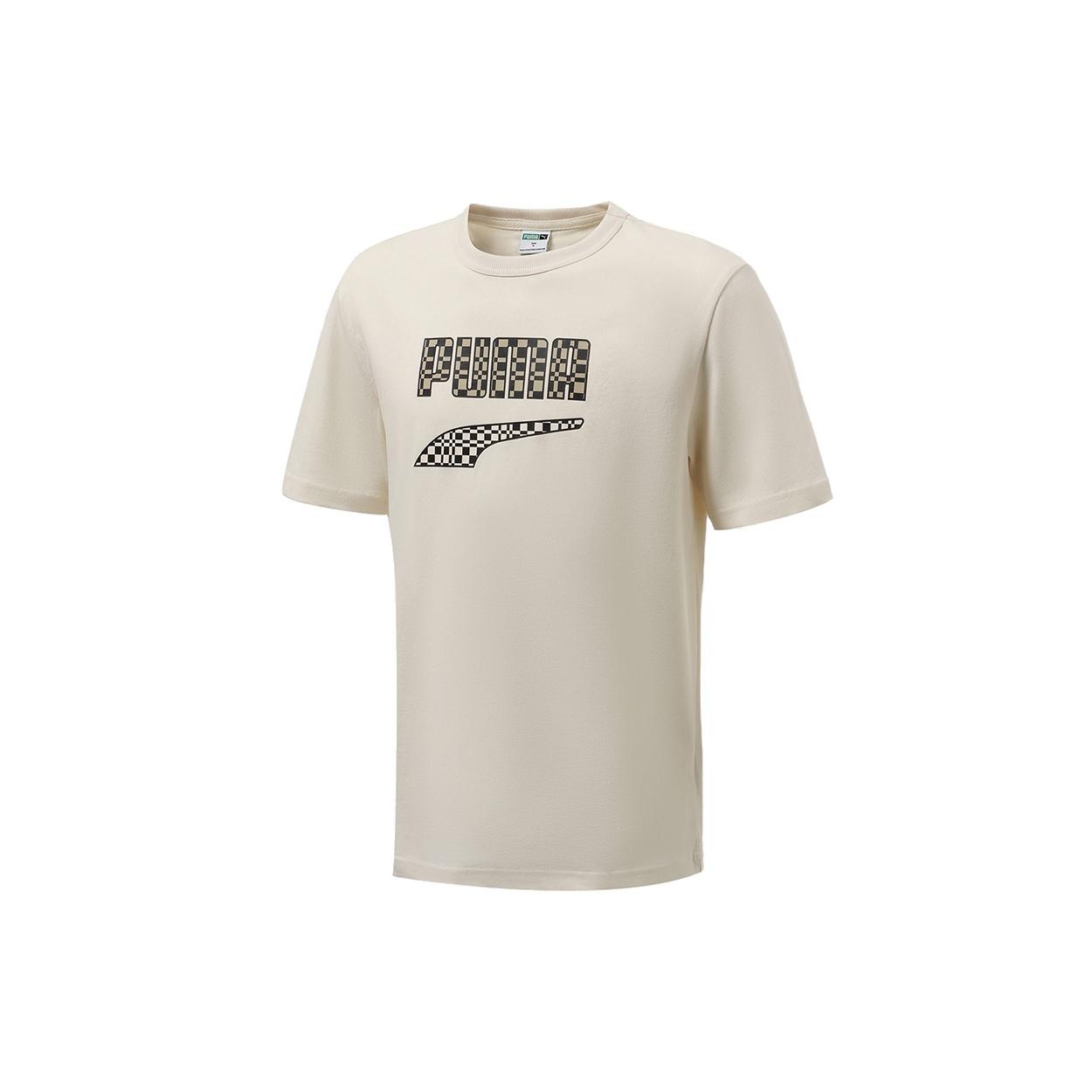 PUMA Funny Logo Printing Sports Round Neck Short Sleeve Creamy White Men s 533042-73 XXL