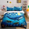 Whale Turtles Starfish Underwater Print Bedding Set 1 Duvet Cover 2 Pillowcases For Adult And Children Luxury Gift Full Size