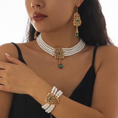 Ingemark Luxus Mehrschichtige Imitations Zirkon Strass Kette Halskette Armband Damen Hochzeit Braut Quaste Tropfen Ohrringe Zirkon Set