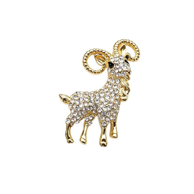1Pcs Rhinestone Goat Animal Brooch Pins Vintage Pearl Goat Brooches For Women Friends Party Gifts Jewelry Accessories