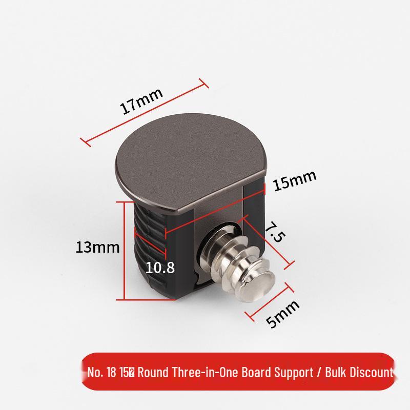 Minimalist Gunmetal Gray 3-in-1 Shelf Bracket & 12mm Cabinet Connector