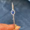 Zhuozhifan S925 Silver Simulated Blue Sapphire Bracelet - 6x8mm Corundum Bangle
