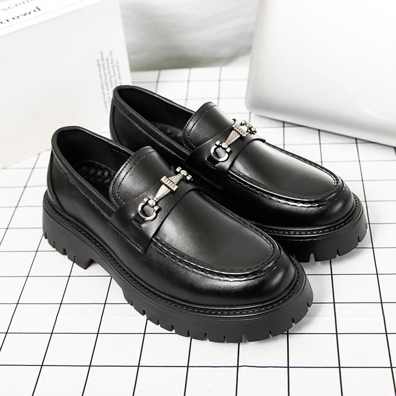 Men s Trendy Casual Leather Loafers - Formal, Large Size, Slip-On 46 чёрный