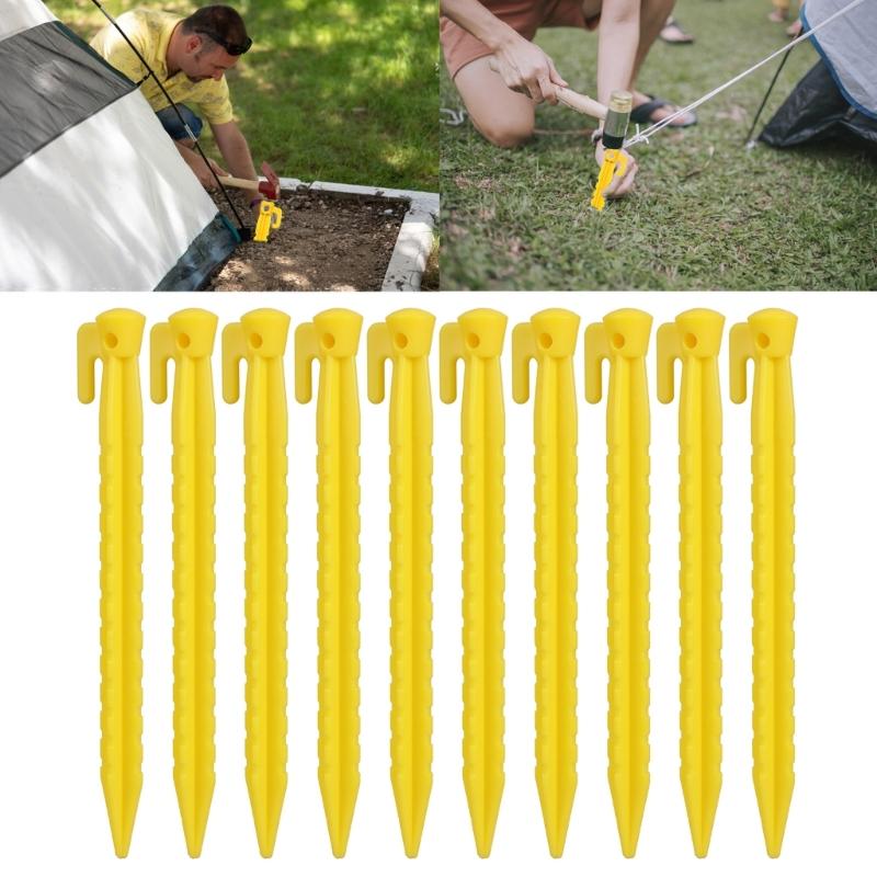 10Pcs Canopies Stake Plastic Tent Peg Anchors Yard Lawn Peg Outdoor Campings Stake for Fixings Tent Tarps Awnings