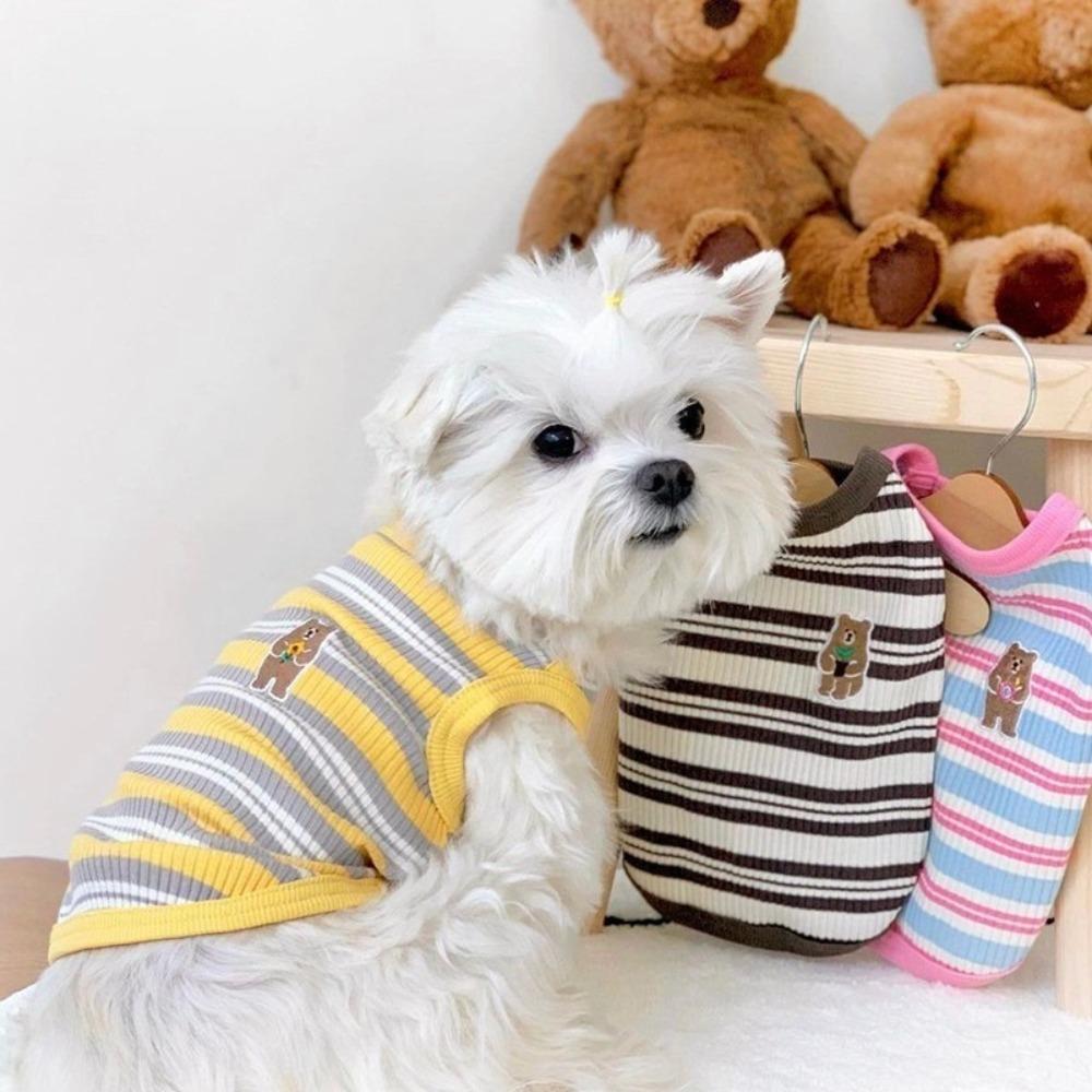 Colorful Stripe Dog Sleeveless Vest Cotton Pets Clothes New Puppy Shirt for Small Dogs