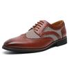 Fashion 2025 Spring British Two-Tone Brogue Shoes Men Leather Low-Cut Casual Shoes Anti-Slip Breathable Office Daily Wear Oxford Shoes