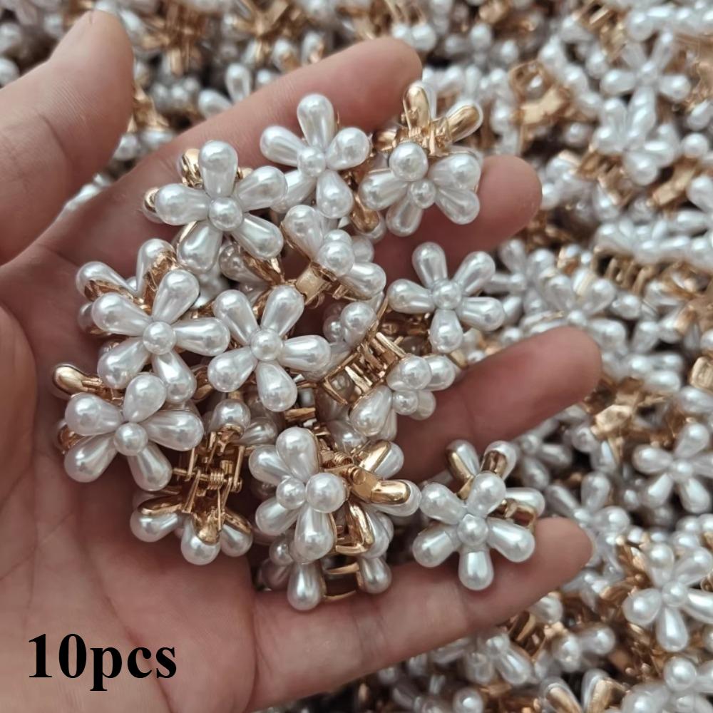 10pcs White Side Clips with Floral Accents Multifunctional Braiding and Hair-Tying Clips for Day and Night Hair Clips for Women