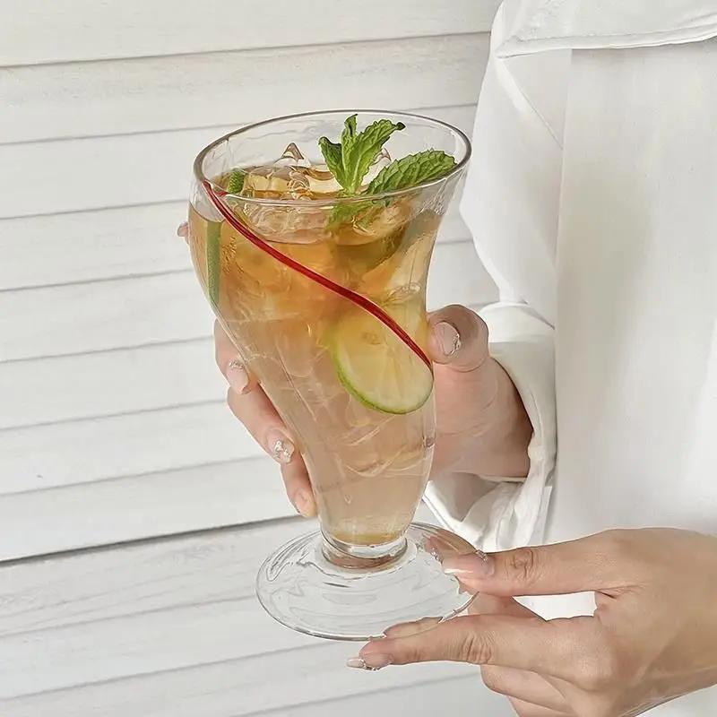 High appearance level glass juice drink glass cold drink glass Home Creative ins Wind ice cream milkshake cup Coffee cup