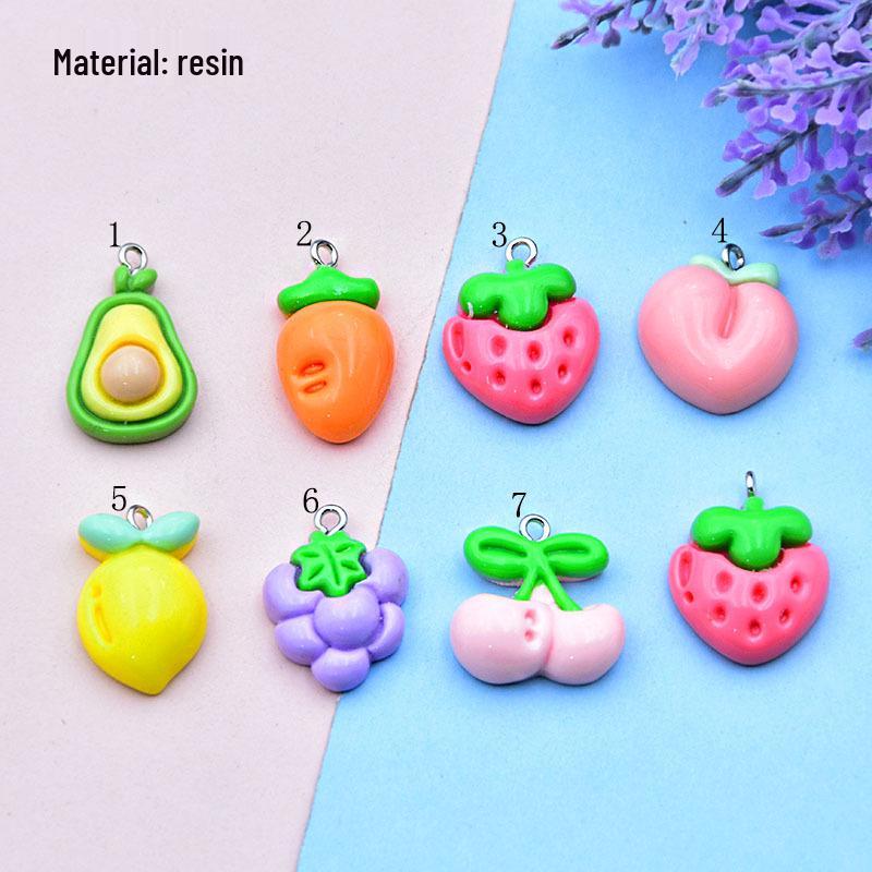 Colorful Resin Fruit Earrings: Cherry, Strawberry & Avocado Pendants for DIY Jewelry & Keychains