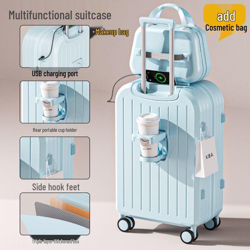 New Style Ins Durable Multifunctional Student Suitcase with Large Capacity and Password Lock Spinner Wheels