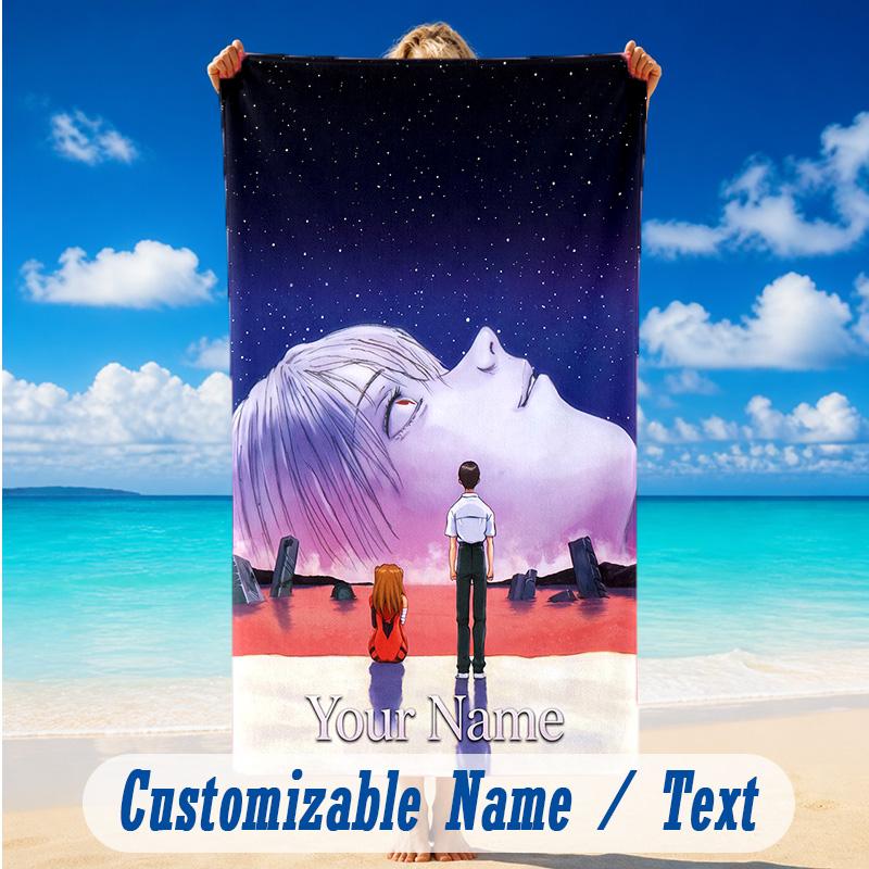 Beach Towel Custom Name Text, Quick Dry Large Towel For Beach HomeNeon Genesis Evangelion